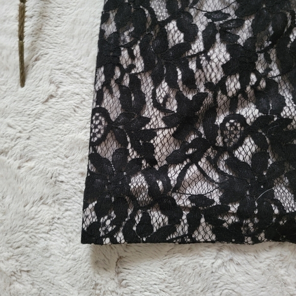 Mason Black Lace Overlay Strapless Mini Dress Bust Wire Boning Dress Size 4 - Picture 4 of 13